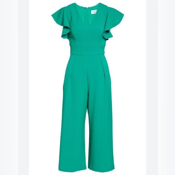 Eliza J Women's Ruffle Sleeve Crepe Jumpsuit Size:4 NWT - Picture 4 of 7